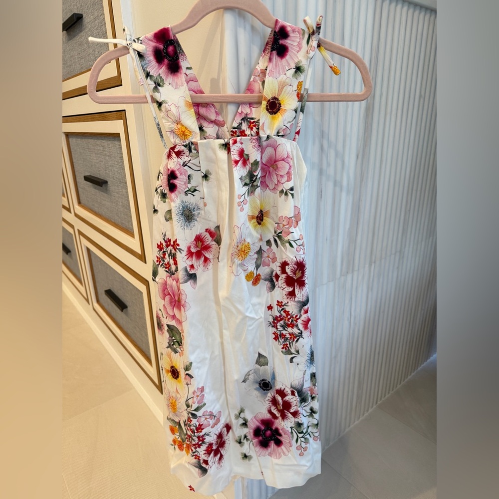 Zara Kids Floral Dress - White with Pink and Yellow